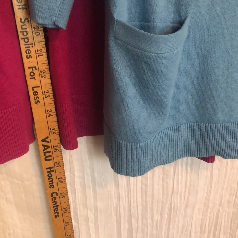 LOFT lot 3 size XL work career wear sweaters beige w/lace blue & pink cardigans - Picture 12 of 15